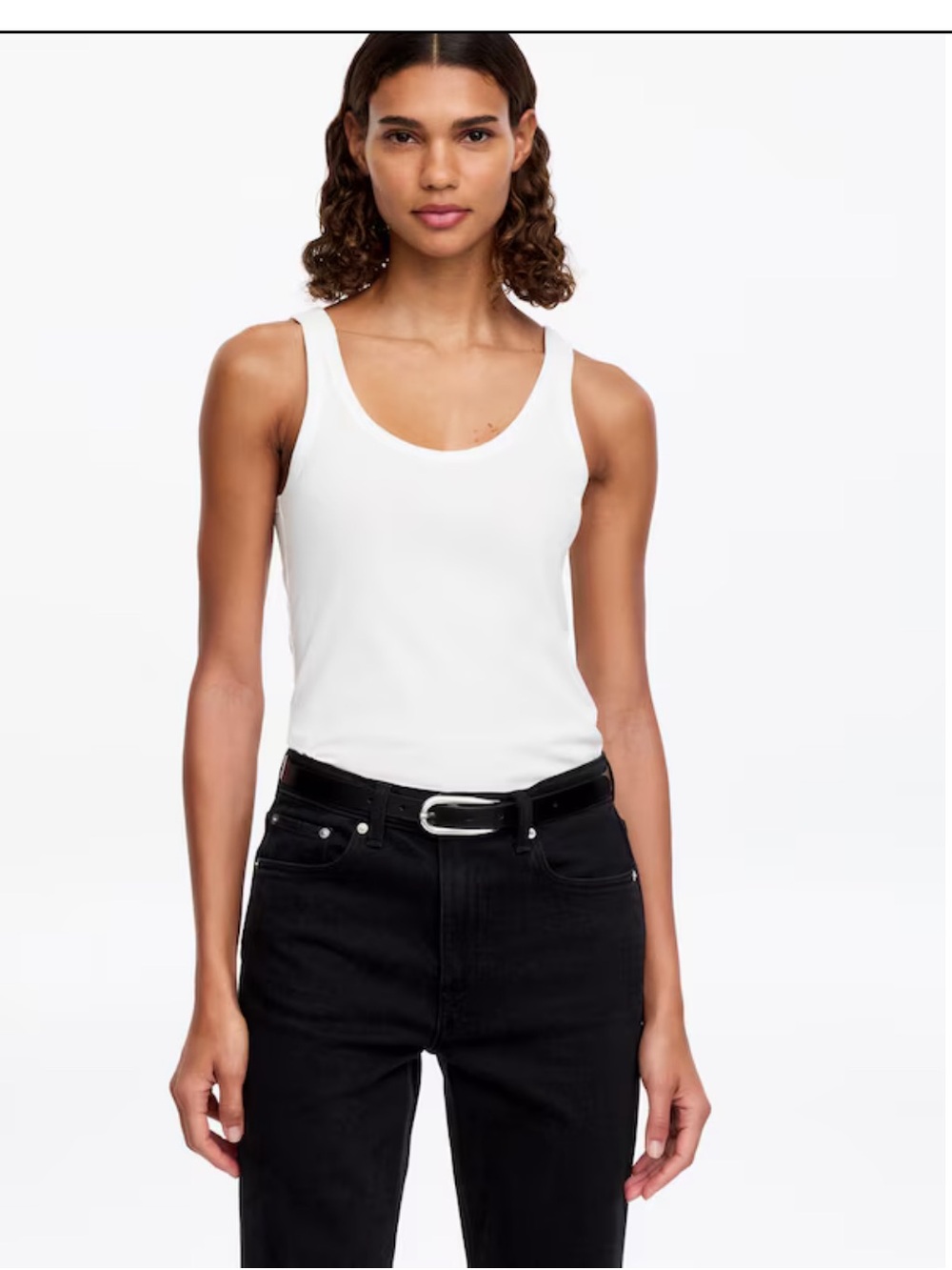 Arket SCOOP-NECK TANK TOP white and grey